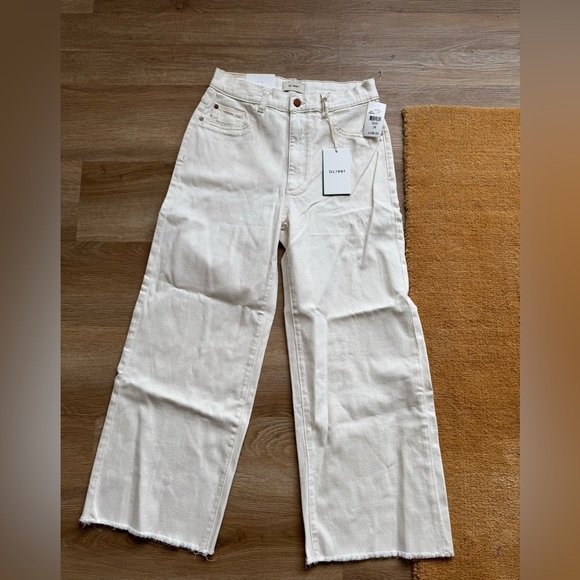 🤍NWT DL1961 Hepburn Wide Leg High Rise Vintage White Jeans - Picture 6 of 11